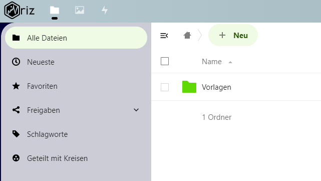 Nextcloud Umgebung der RIZ AG. Für sicheren Datenaustausch geräteübergreifend.